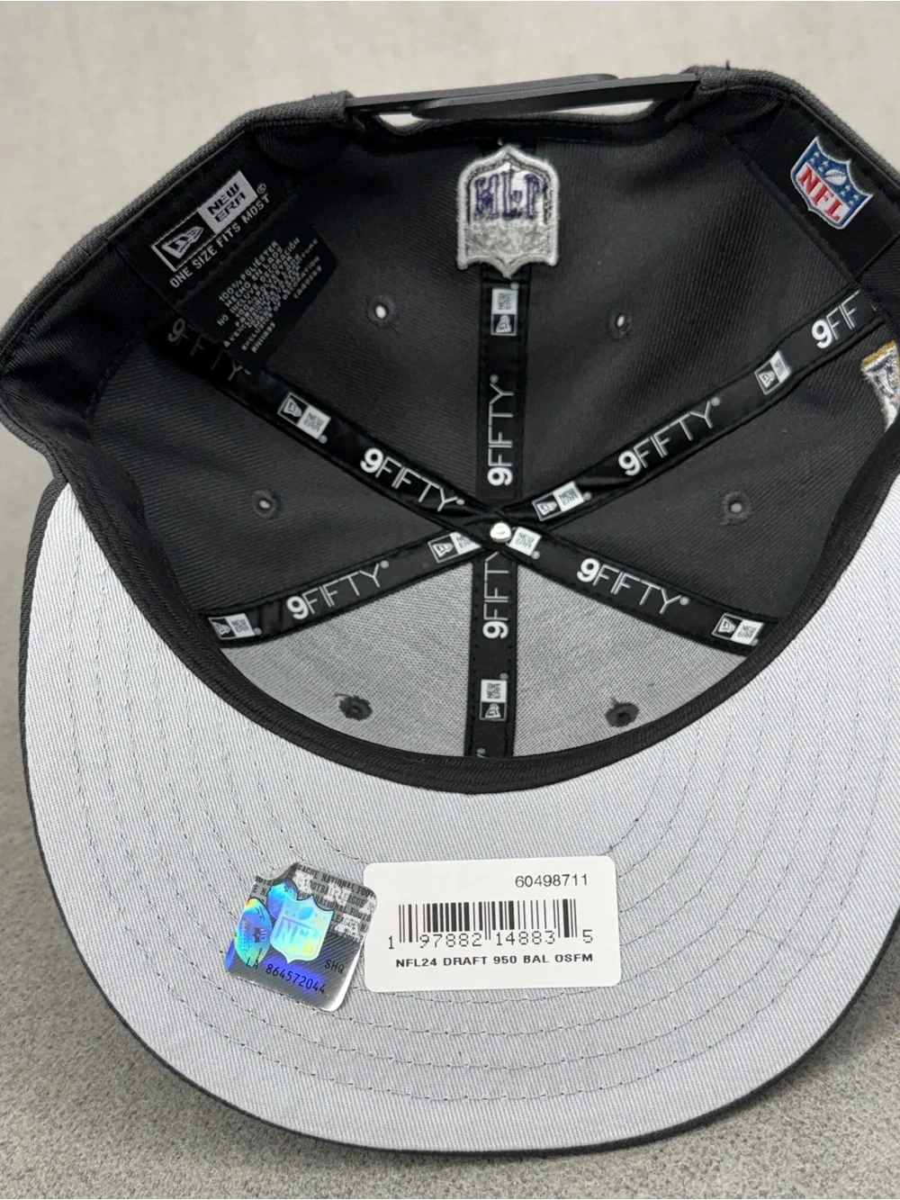New Era Baltimore Ravens Hat 9Fifty Snapback NFL Draft Day Graphite Side Patch
